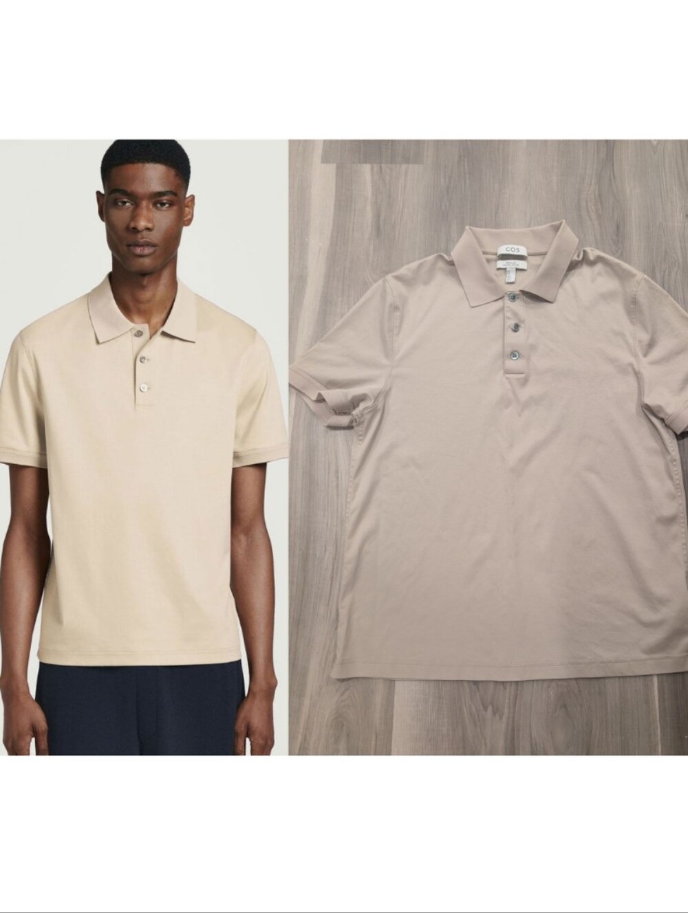 COS | Regular Fit Mercerised Cotton Polo Shirt In Beige